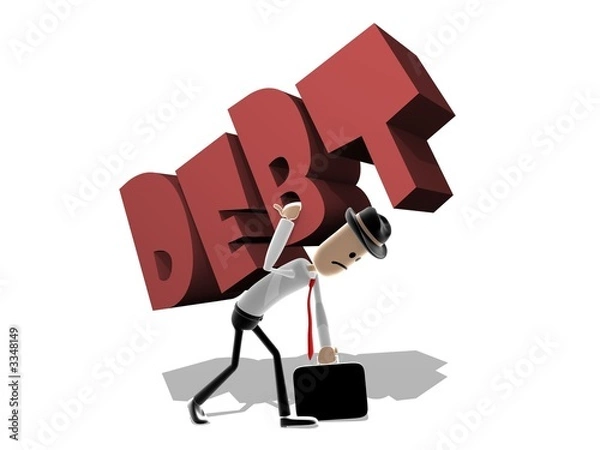 Obraz man struggling with large debt