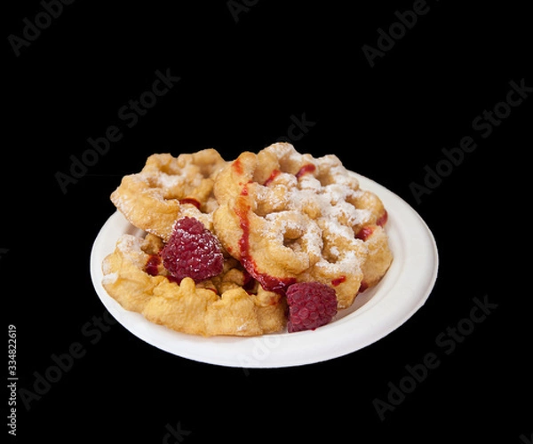 Fototapeta Funnel cake with raspberries