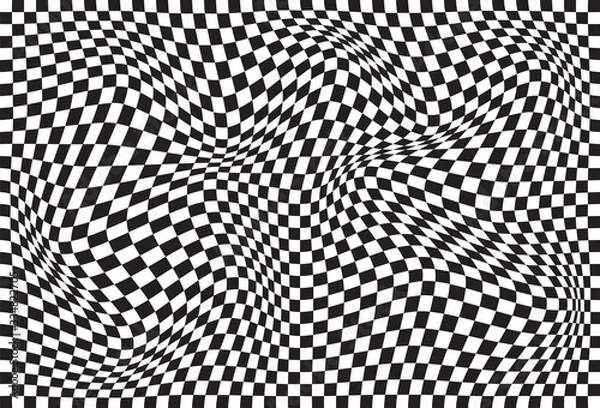 Obraz Vector abstract geometric wavy chessboard background