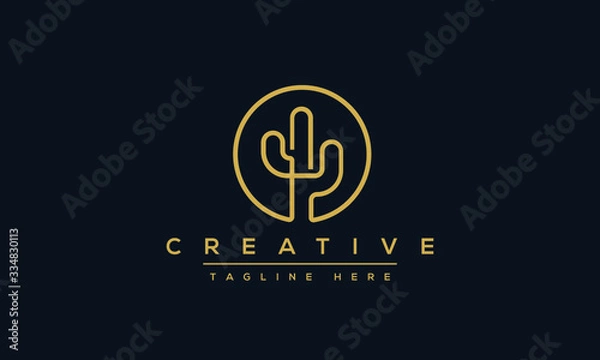 Obraz Kaktus logo projekt ilustracje wektorowe z koncepcją kreatywną.