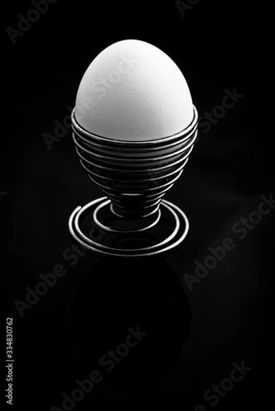 Fototapeta white egg on black background
