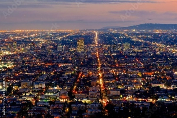 Obraz panoramic view of the city of Los Angeles illuminated at night in California