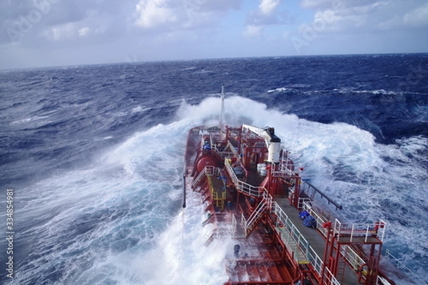 Fototapeta Tanker in bad weather / storm