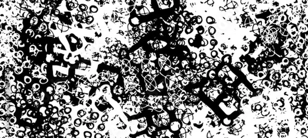 Fototapeta Black and white seamless grunge background. Abstract repeating texture. Monochrome template for printing