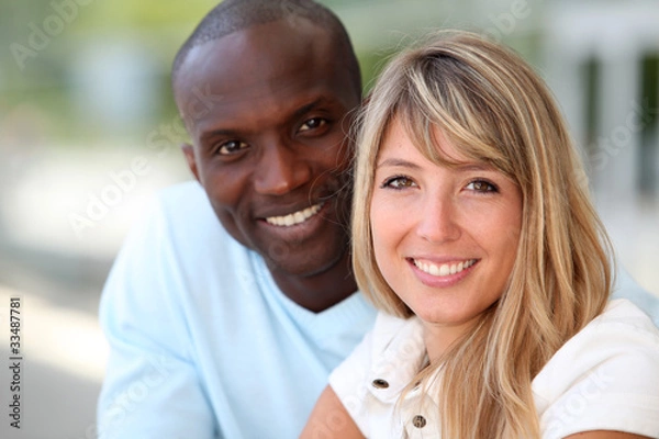 Obraz Portrait of happy mixed couple