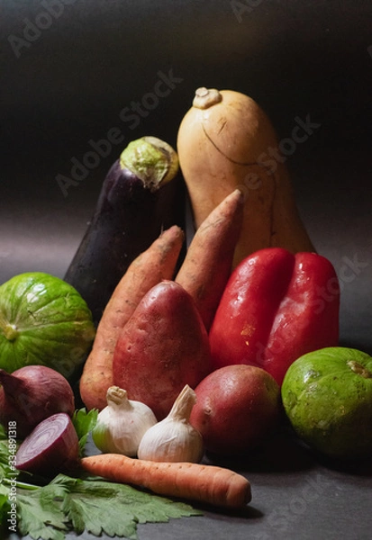 Fototapeta Vegetables on black background