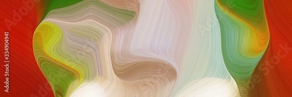 Fototapeta abstract futuristic banner background with ash gray, firebrick and silver color. modern soft curvy waves background design