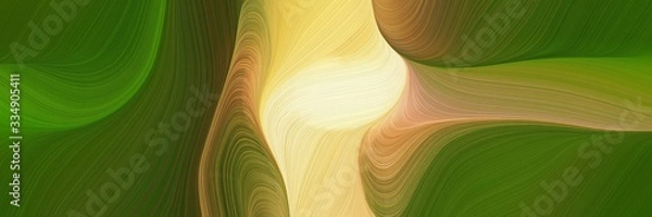 Fototapeta abstract beautiful futuristic banner with burly wood, dark olive green and olive drab color. modern curvy waves background design