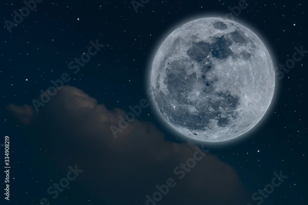Fototapeta Full moon on the sky with blurred cloud.