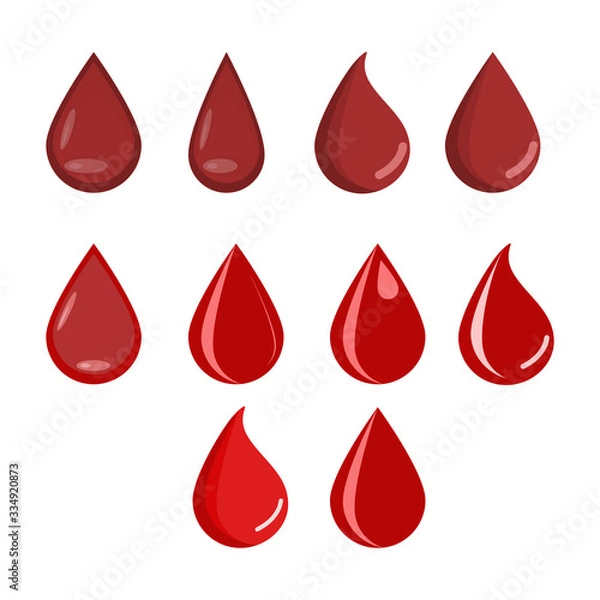 Fototapeta Red blood drop symbol. Flat design vector.