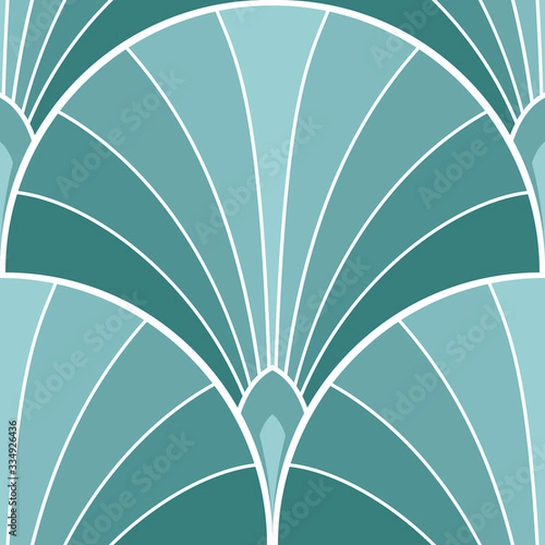 Fototapeta Geometric feather scallop seamless vector pattern