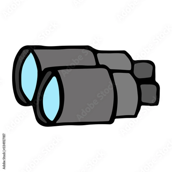 Obraz Binoculars. Hand drawn vector illustration  in doodle style, isolated on a white background.