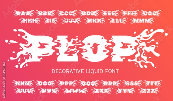 Fototapeta Vector decorative font set named "Plop" with liquid splashes shape