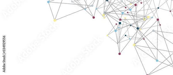 Obraz Line points connections, triangular technology design. Abstract geometric background