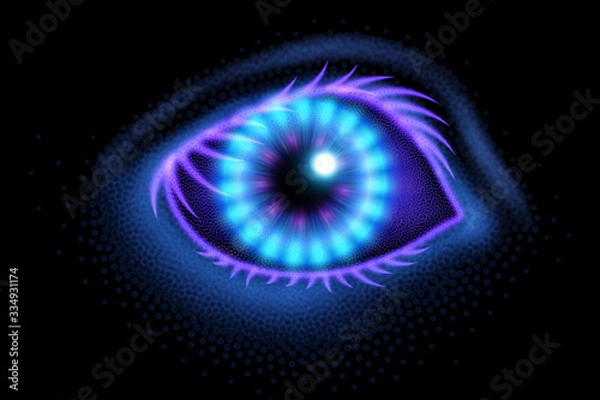 Obraz Abstract eye, composed from light particles. Vector illustration.