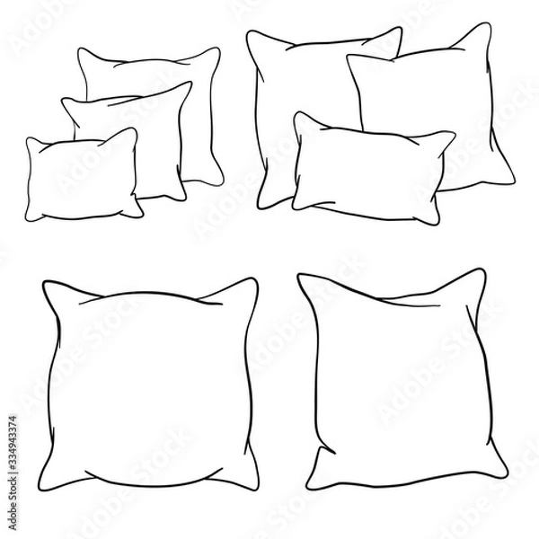 Obraz sketch vector illustration of pillow, art, pillow isolated, white pillow, bed pillow