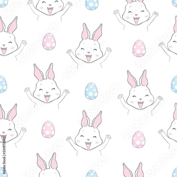 Fototapeta Cute Bunny Rabbit Seamless Pattern Vector Background