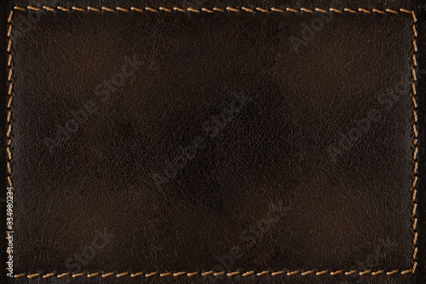 Obraz Dark brown leather background with seams