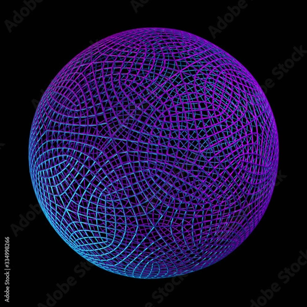 Obraz design element. 3d illustration. rendering. 3d metal wire mesh ball