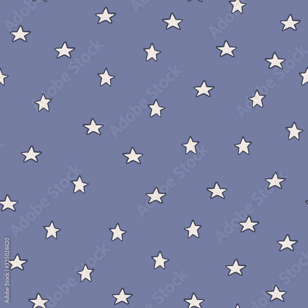 Obraz Geometric stars seamless pattern on blue background. Chaotic elements.