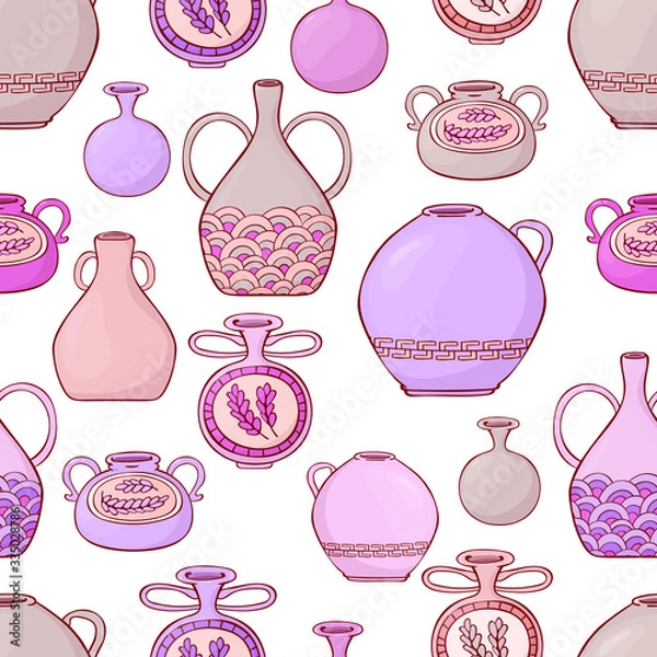 Fototapeta  Seamless pattern for fabric. pink jugs