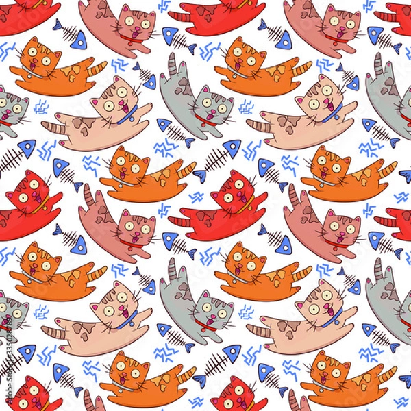 Fototapeta  baby seamless pattern. cat pets