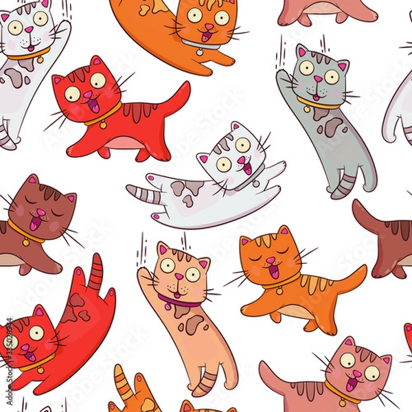Fototapeta  baby seamless pattern. cat pets