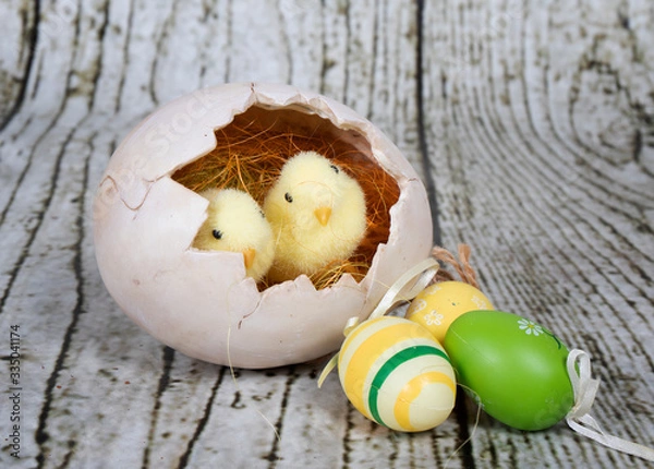 Obraz easter eggs in a nest