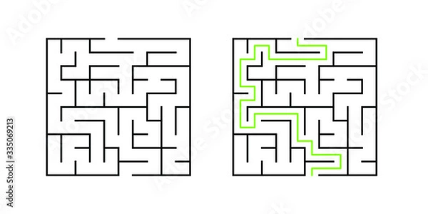 Obraz A 10-cell square maze with solution