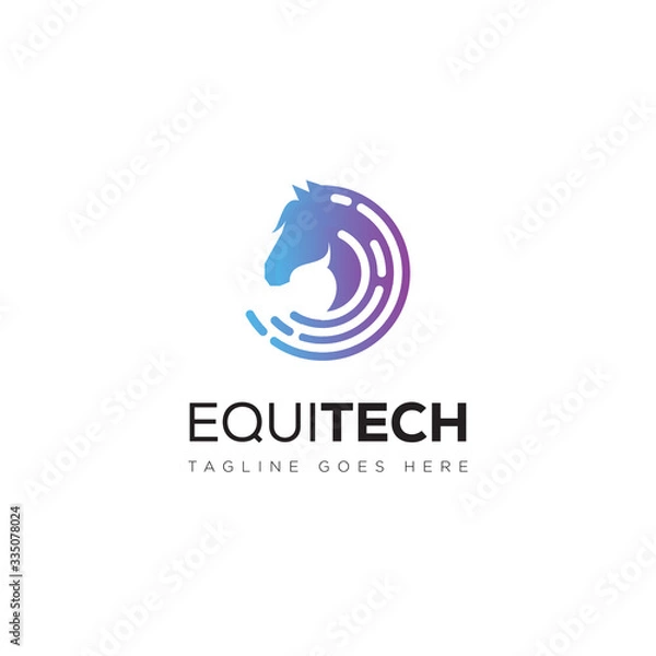 Obraz equihorse logo, with horse digital style vector