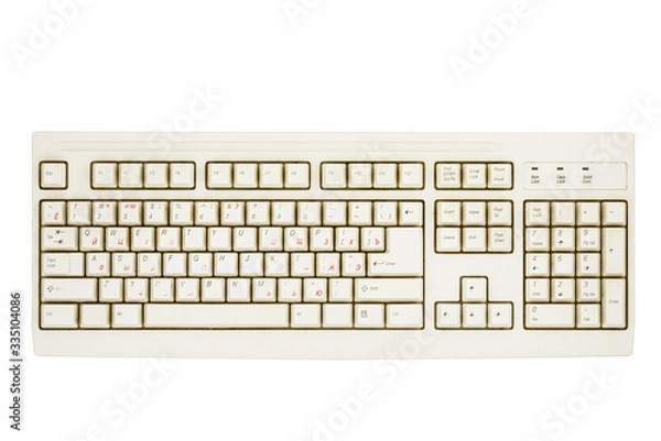 Fototapeta Old keyboard isolated on white background