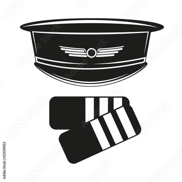 Obraz Pilot hat with epaulets. Captain cap head