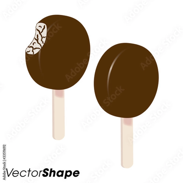 Fototapeta Chocolate rounded ice cream on a stick