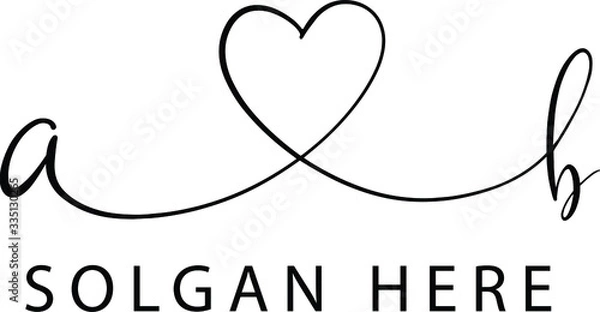 Fototapeta initial ab logo vector signature design