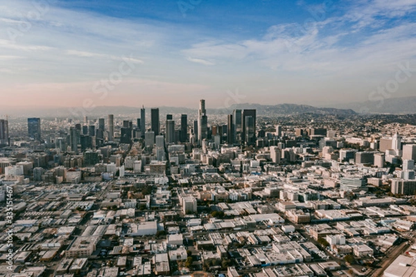 Obraz Aerial Drone View of Los Angeles Downtown on beautiful Sunny Day