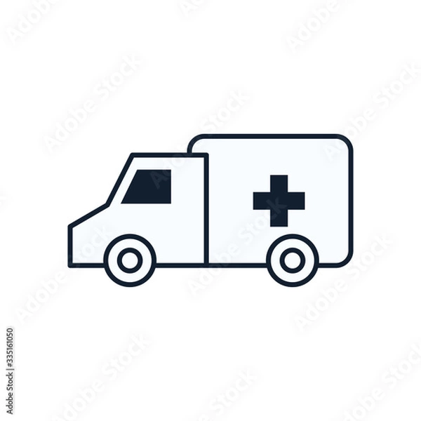 Fototapeta Ambulance with cross line style icon vector design