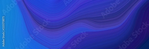 Fototapeta abstract dynamic curved lines modern header design with dark slate blue, midnight blue and dodger blue colors