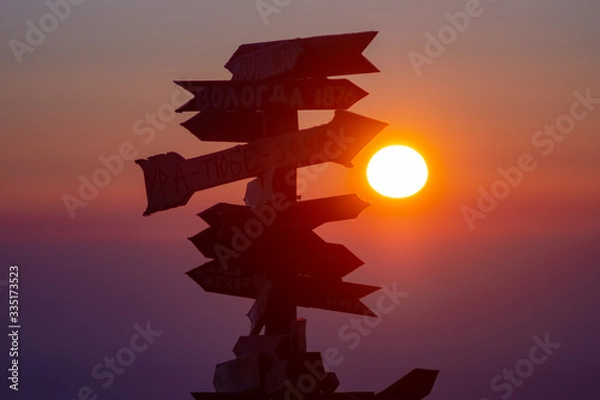 Obraz Direction signs in the background of dawn