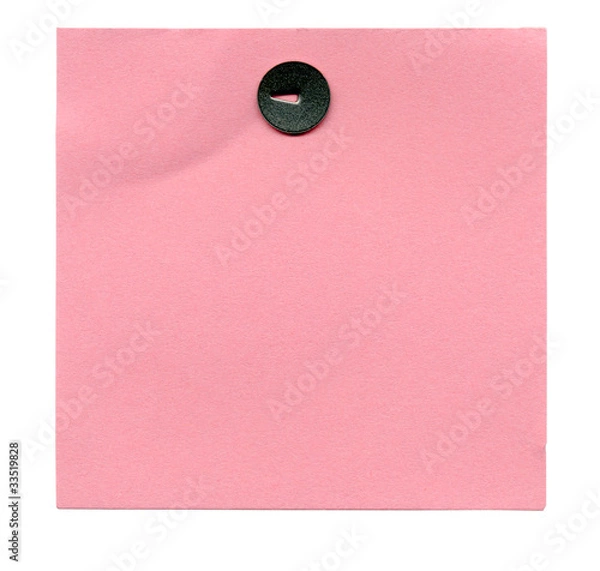 Obraz slightly wrinkled pink sticker pinned pushpin