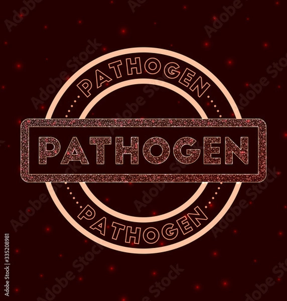 Fototapeta Glowing pathogen sign on a dark background. Vector illustration.