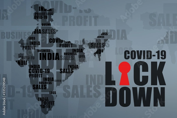 Fototapeta 2d render Corona virus effected compete lock down in india
