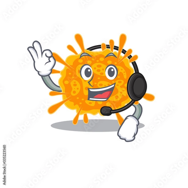 Fototapeta A gorgeous nobecovirus mascot character concept wearing headphone
