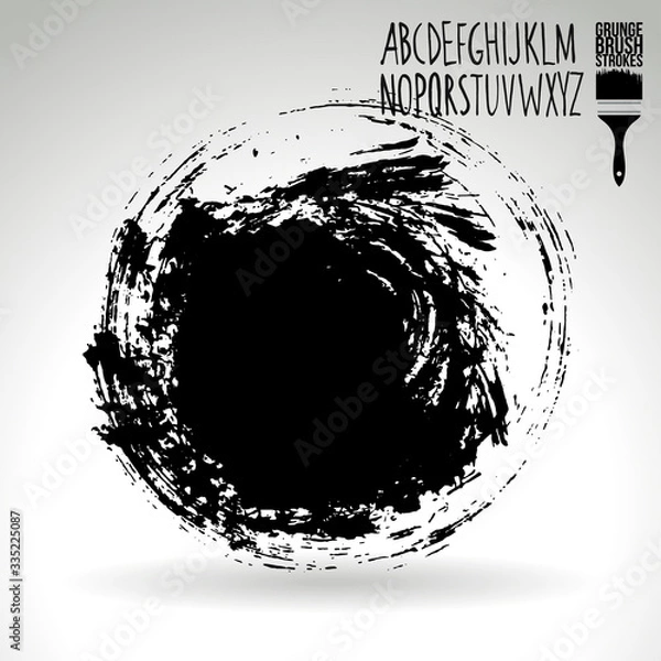 Fototapeta Black brush stroke and texture. Grunge vector abstract hand - painted element. Underline and border design.
