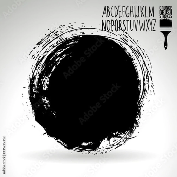 Fototapeta Black brush stroke and texture. Grunge vector abstract hand - painted element. Underline and border design.
