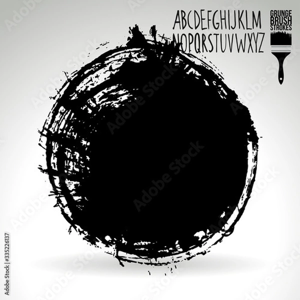 Fototapeta Black brush stroke and texture. Grunge vector abstract hand - painted element. Underline and border design.
