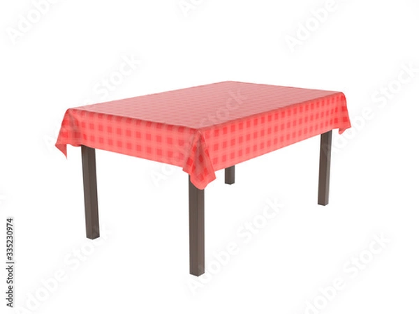 Obraz Table with red tablecloth. 3d rendering illustration