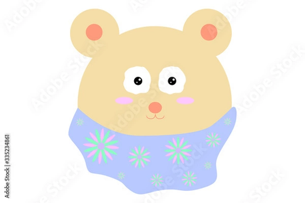 Obraz EPS 10 vector. Cute smiling bear. Pretty bear isolated on white background.
