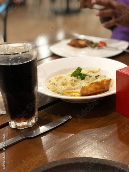 Obraz Pasta and beverage 