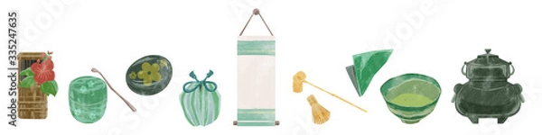 Obraz 茶道セットイメージイラスト