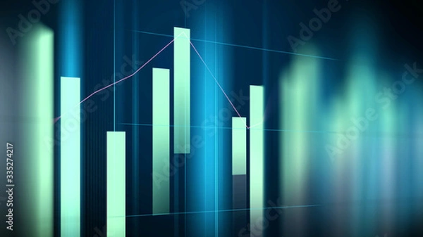 Fototapeta Technical financial graph on technology abstract background. Trading and investments illustration. 4K resolution.